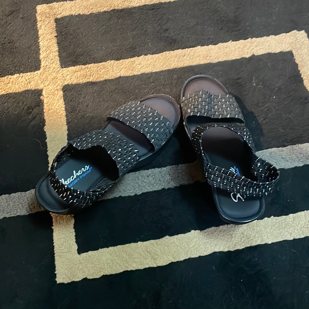 Sketchers Black and Silver Sandals. Size 7